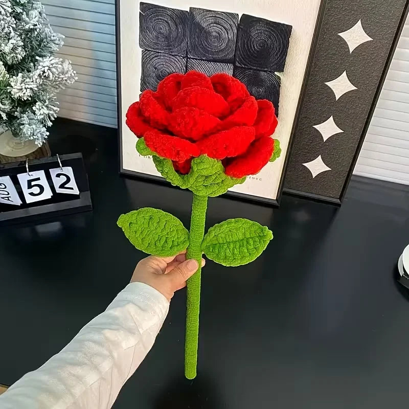 bouquets fleurs peluche rouge vert jaune marron rose crochetées intérieur mariage anniversaire