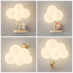 lampe murale nuage animaux blanc moderne enfant figurines souris singe lapin led
