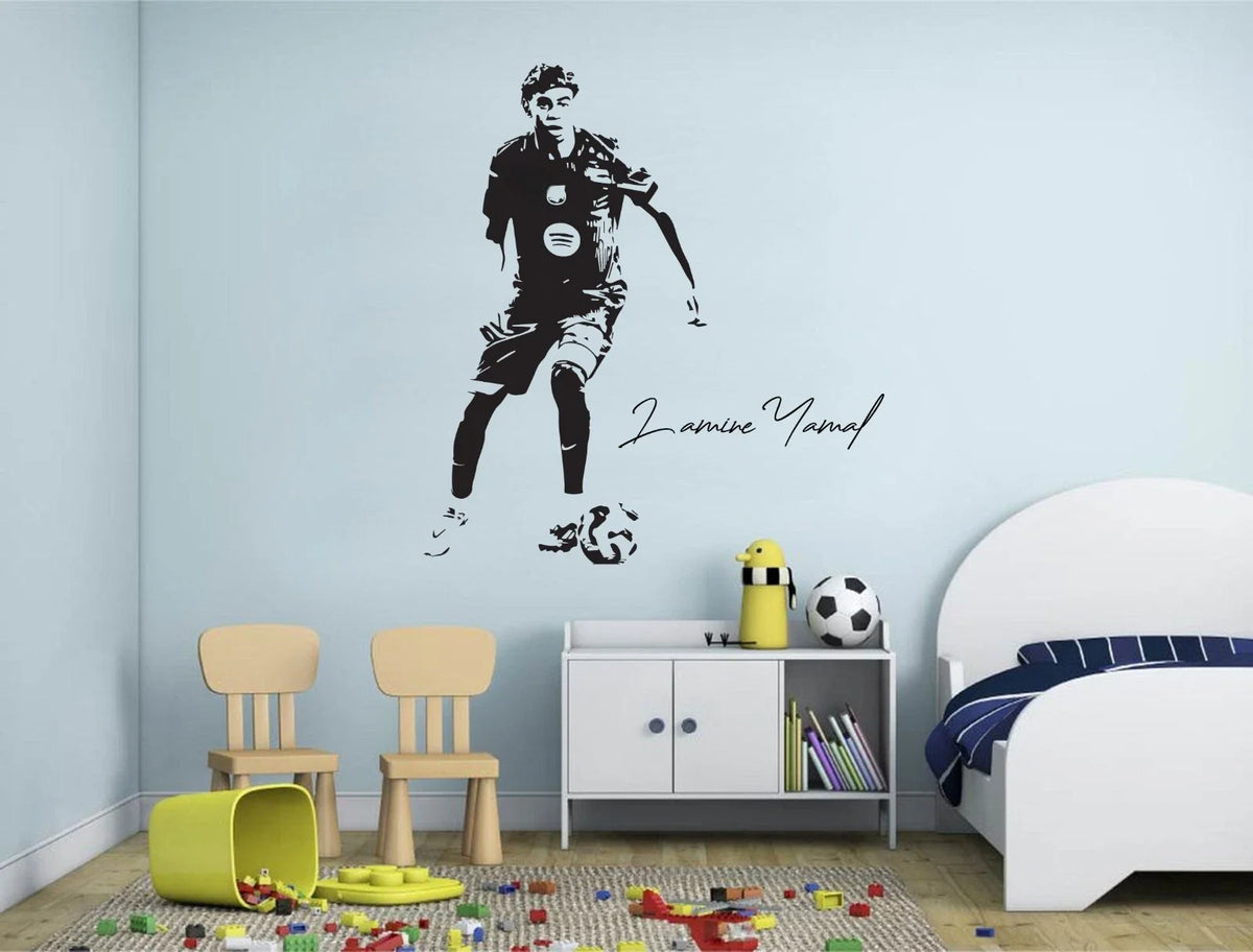 sticker mural joueur football signature adhésif moderne chambre salon opaque pvc réaliste