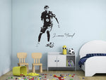 sticker mural joueur football signature adhésif moderne chambre salon opaque pvc réaliste