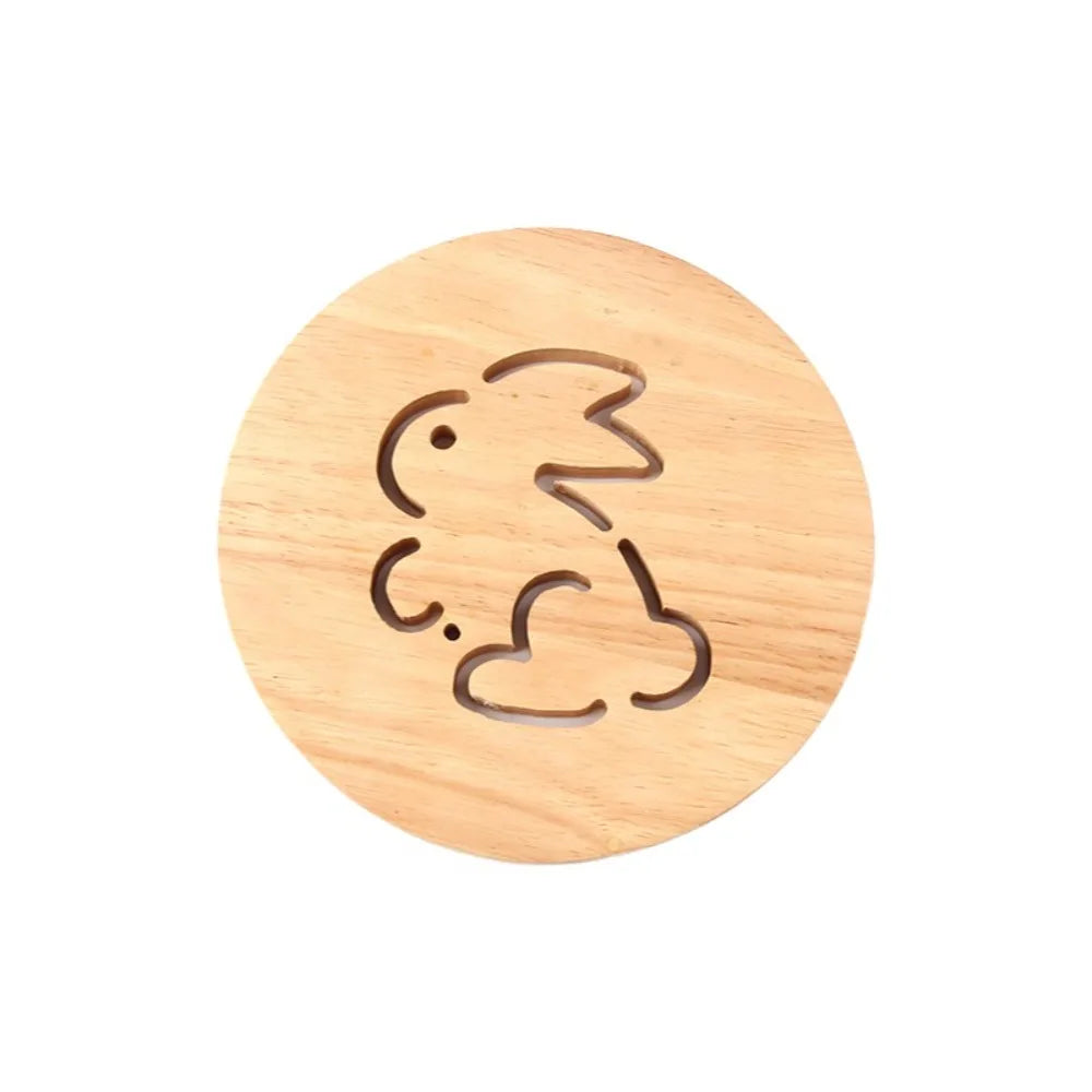 support vaisselle dessin animé poisson gravure bois clair naturel simple antidérapant maison
