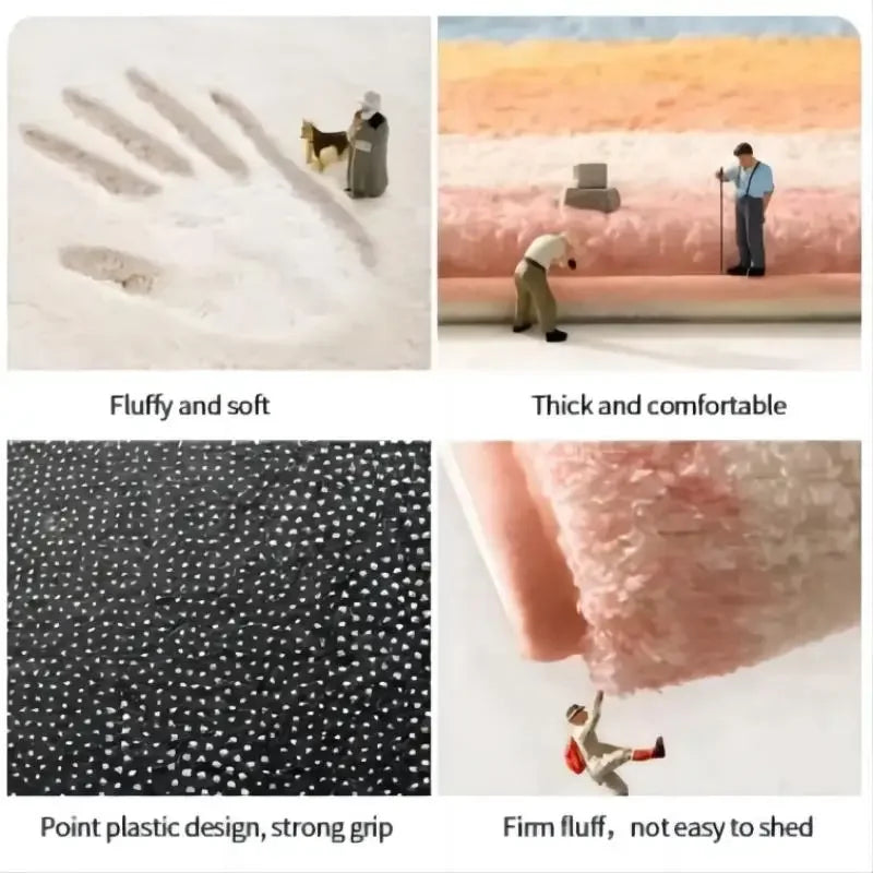tapis rond acrylique anti slip arc ciel franges moderne couleurs vives chambre coucher