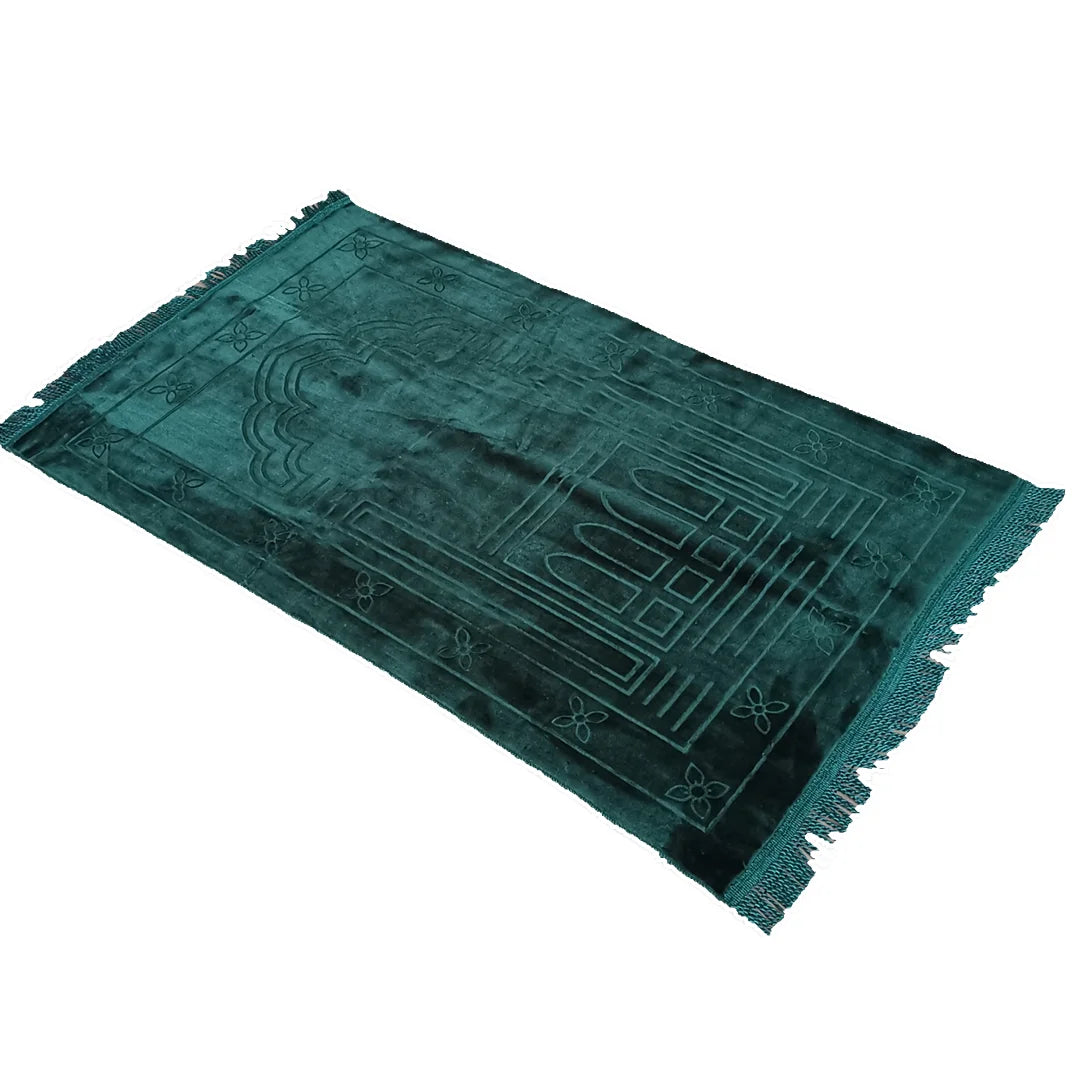 tapis prière polyester velours motifs géométriques floraux gris bleu vert violet moderne élégant İslam