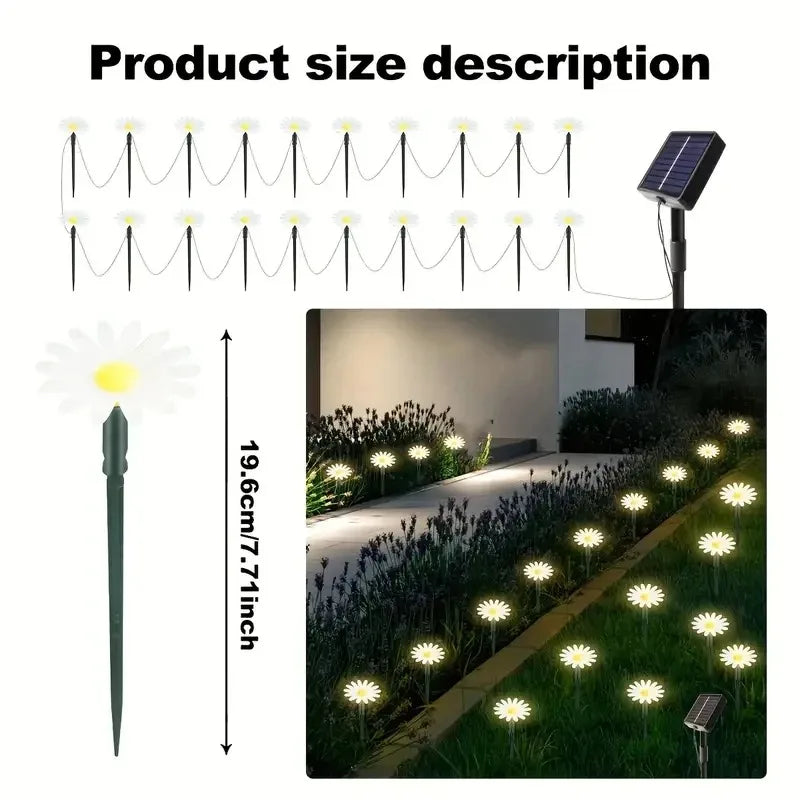 décoration extérieure solaire fleur led moderne blanc jaune ip65 résistante modes