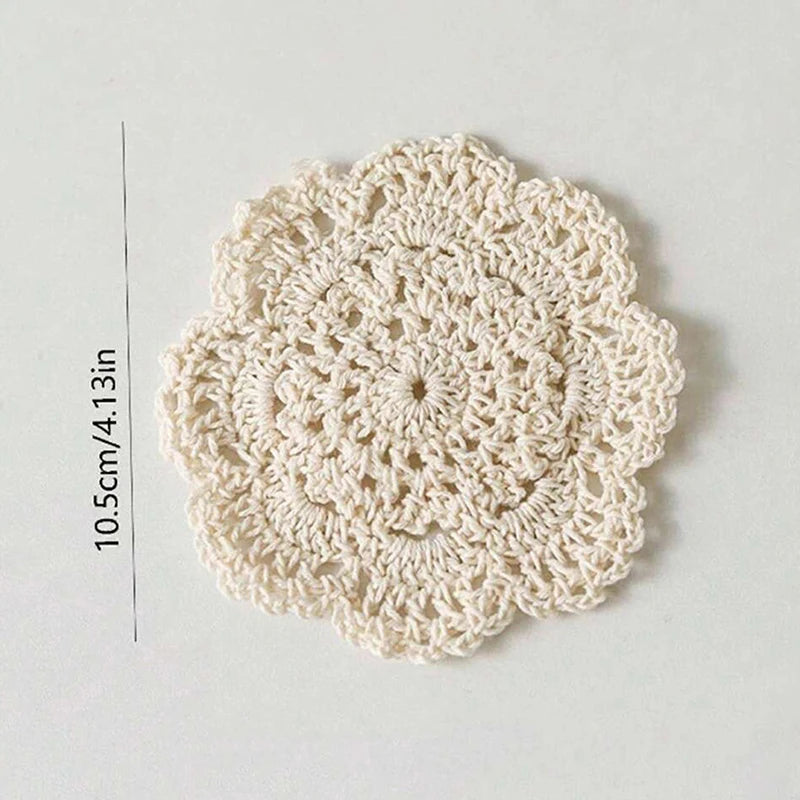 serviettes table crochet fleuri traditionnel beige clair maison restaurant decoration bohème artisana