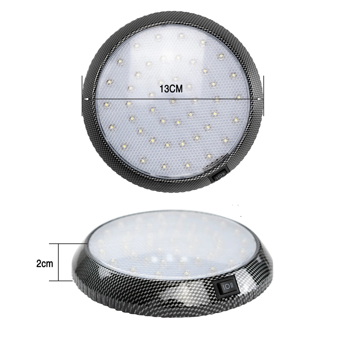 lampe led noir carbone moderne 12v vis fixations camping car van bateau