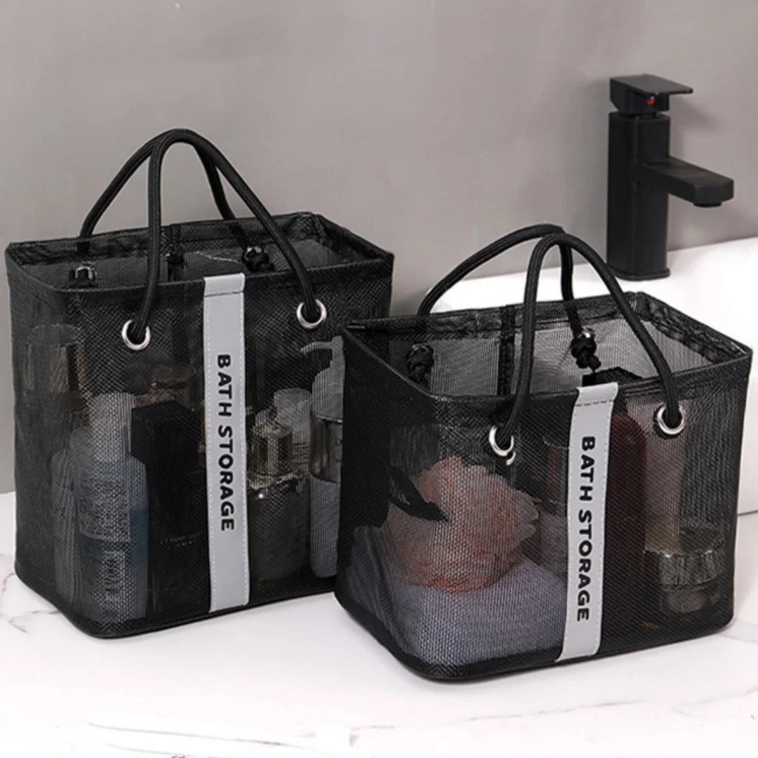 panier rangement salle bain noir gris maille utilitaire réutilisable multiple utilisation thoáng khíCHANTIENTCHANTIENTCHANTIENT