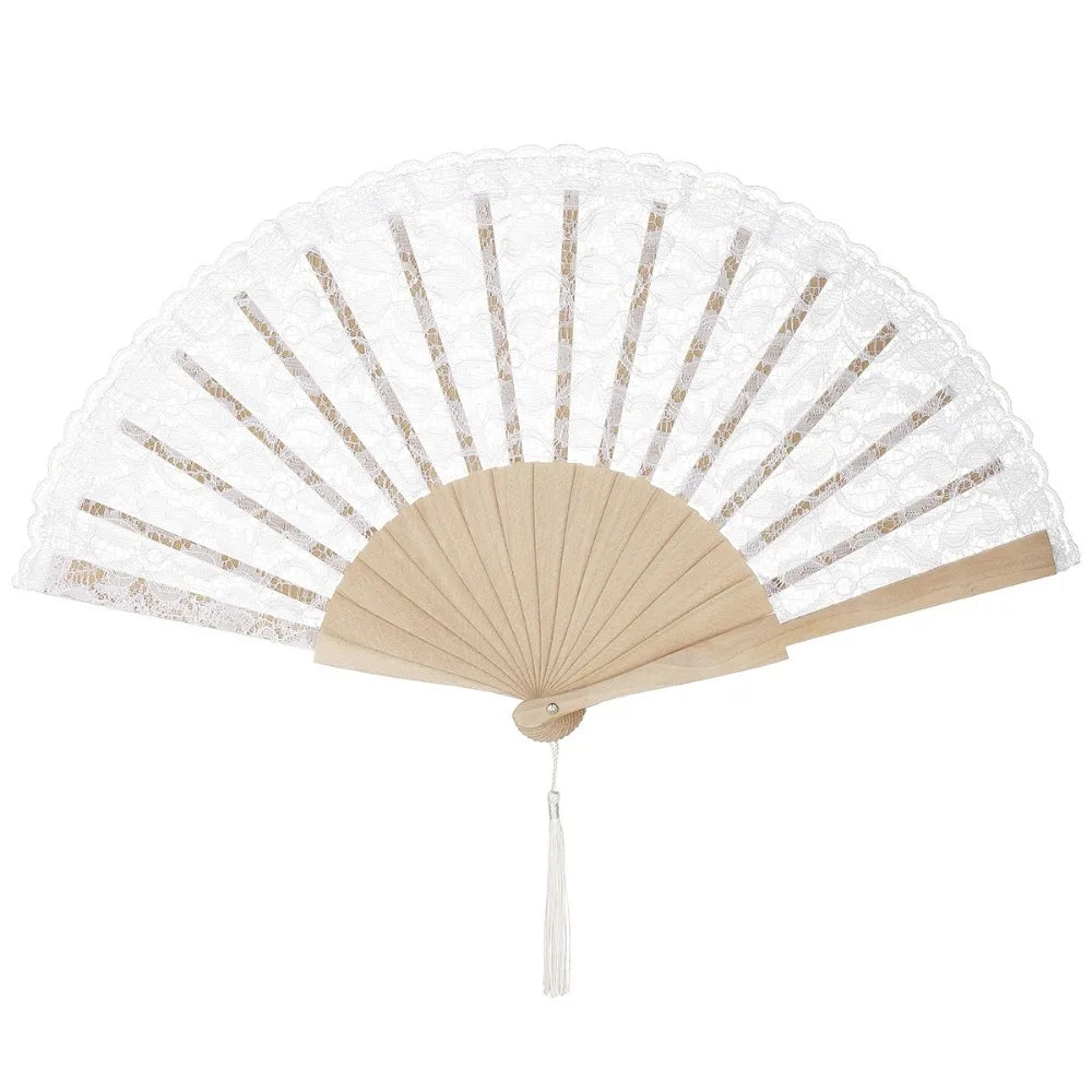 éventail classique dentelle blanc vert rouge tassels opacité portable