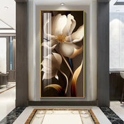 tableau decoratif floral led moderne luxueux blanc marron doré bleu brillant sophistiqué chambre salon