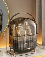 boîte rangement cosmétique moderne noir vert élégante deux étages poignées skincare makeup caddy