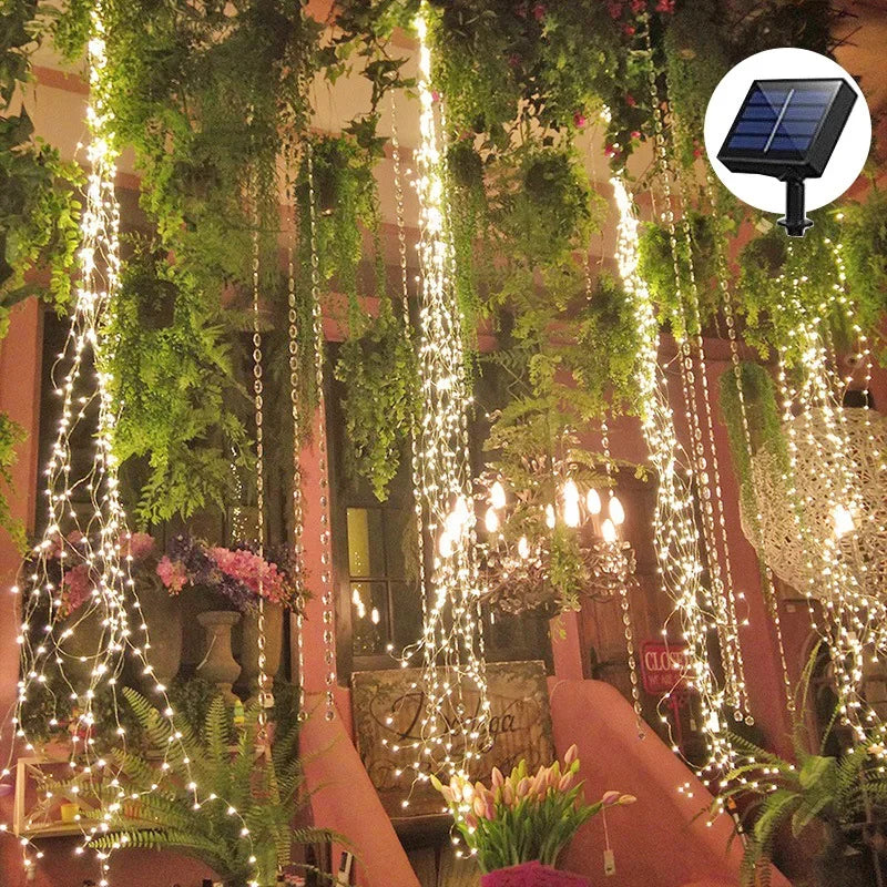 guirlande lumineuse solaire 200 led blanc moderne filament ip65 extérieur vacances noël mariage