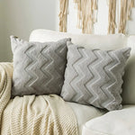 coussin decoratif plush 45x45cm motif zigzag moderne blanc gris rose chambre salon voiture