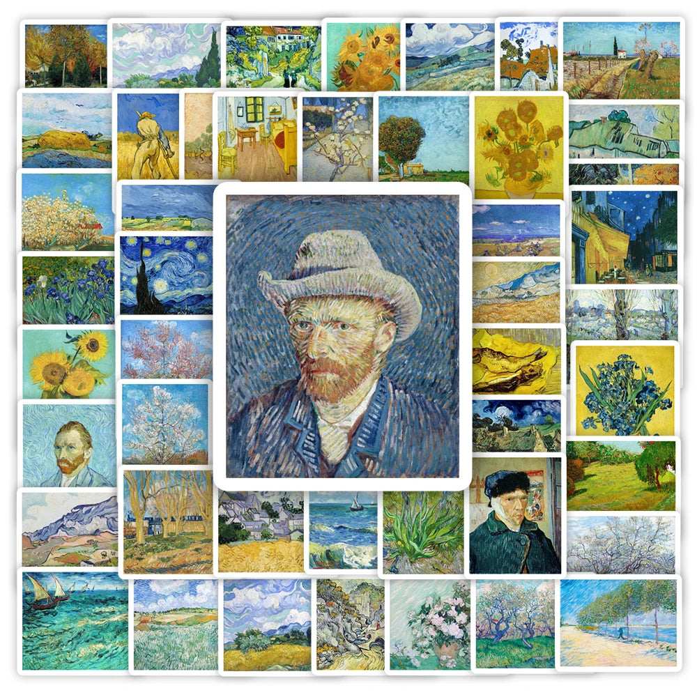 autocollants art impressionnistes adhésifs vinyle pvc multicolores bleu vert jaune opaques adultes adolescents DIY