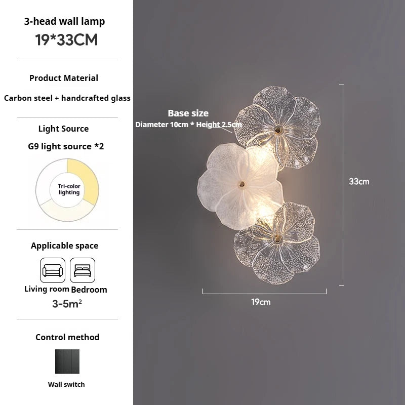 applique murale moderne fleurs relief blanc translucide élégante mur haute qualité lumière led chambre