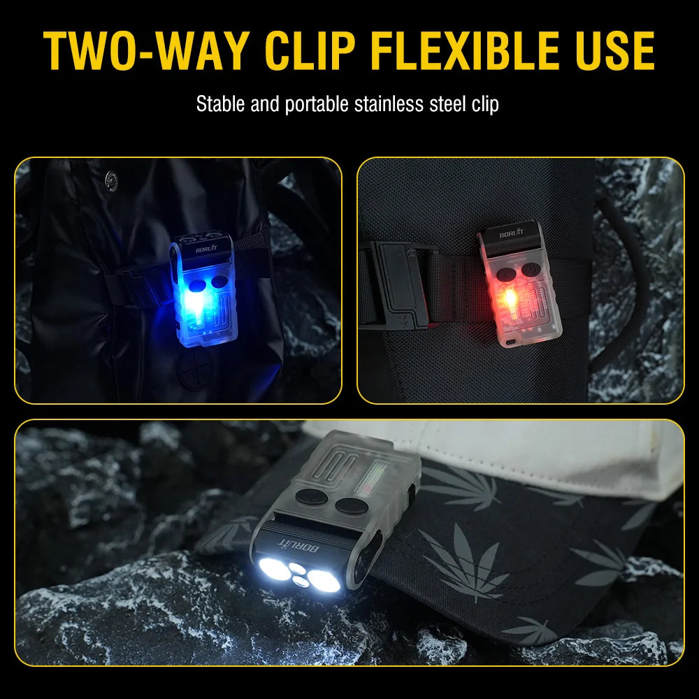 lampe torche rechargeable led transparente noire intense mode auto défense camping