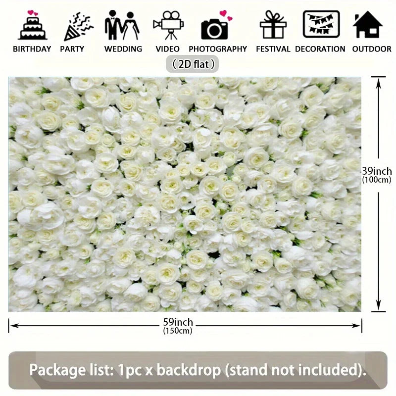 fond photo blanc fleurs 2d opaque décoration événement anniversaire mariage noëlnaissance