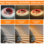 ruban led 120 diodes 5m 10m 12v 24v adhésif moderne chambre cuisine éclairage déco
