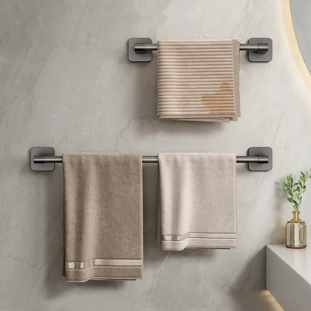porte serviettes mural adhésif gris lisse moderne salle bain barre 30cm 40cm 50cm papier