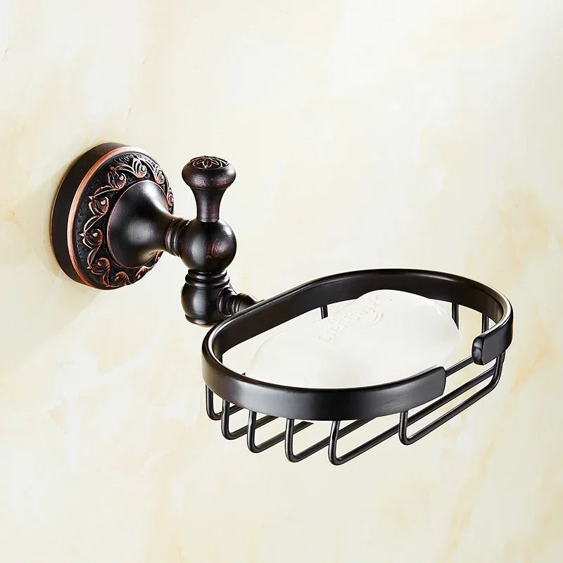 accessoires salle bain bronze noir classique porte serviettes savon papier hygiénique toilettage métal finition