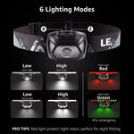 lampe frontale rechargeable ipx4 waterproof modes super bright camping hiking adultes enfants