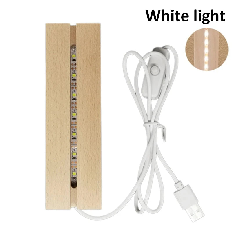 veilleuse led bois clair base acrylique transparente interrupteur usb décoration moderne minimaliste