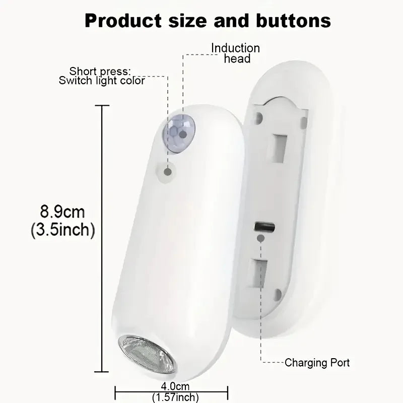 lampe toilette rechargeable détecteur mouvement adhésif blanc moderne veilleuse chambre salle bain