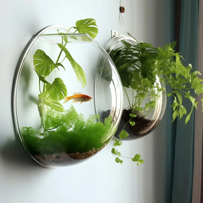 Aquarium mural transparent moderne poissons artificiels pierres décoratives plante artificielle minimaliste