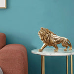 statue lion dorée résine décorative classique brillance maison salon 37x18x9cm