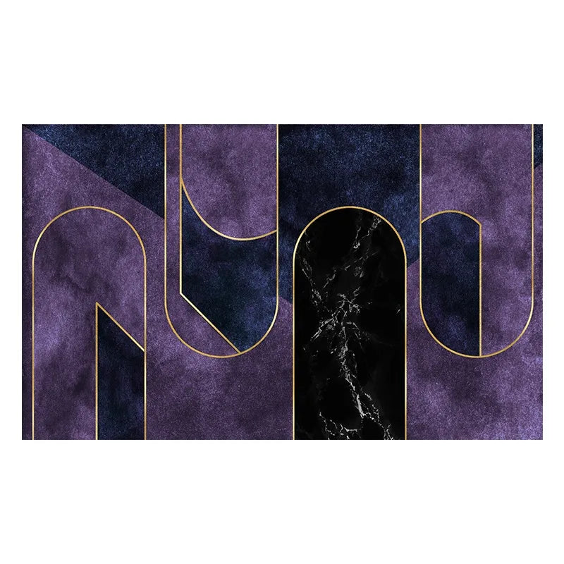 tapis violet moderne polypropylène bordure dorée texture douce 80x120cm salon chambre violet doré