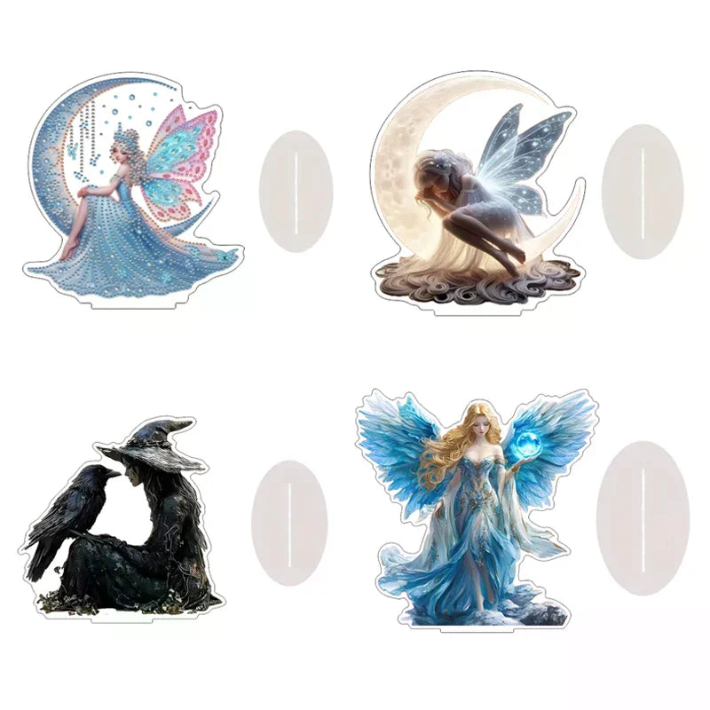 décoration figurines transparentes croissant lune motifs orientaux sorcières fées mosquées étoiles dragons fantaisie