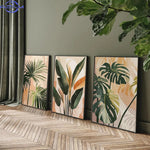 tableaux abstraits modernes toile feuilles tropicales vert beige 30x40cm 40x60cm 50x70cm minimaliste sans cadre
