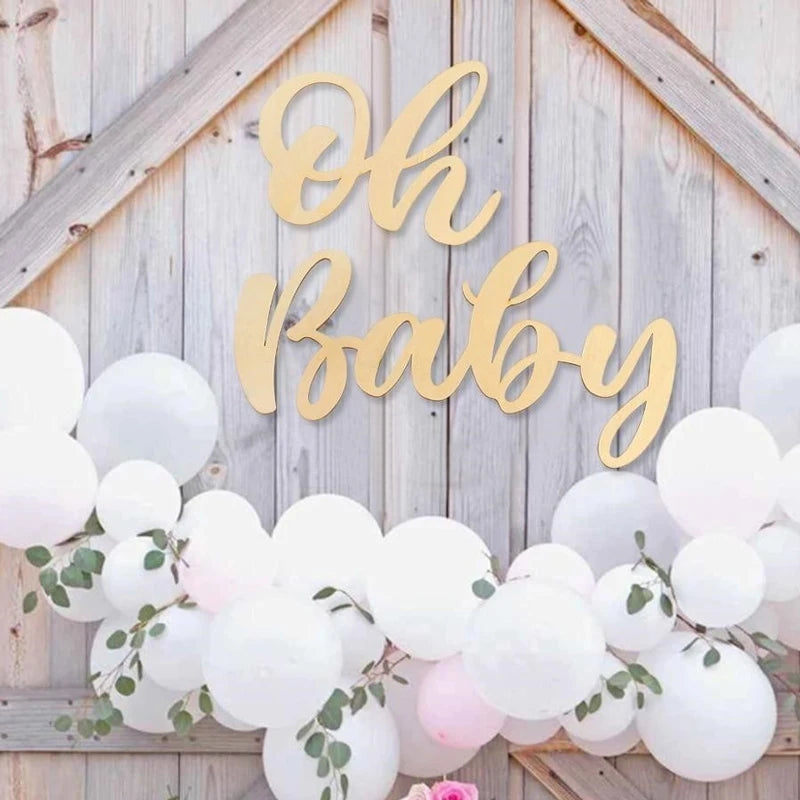 décoration anniversaire or lettres bois oh baby élégant écriture cursive festive photobooth