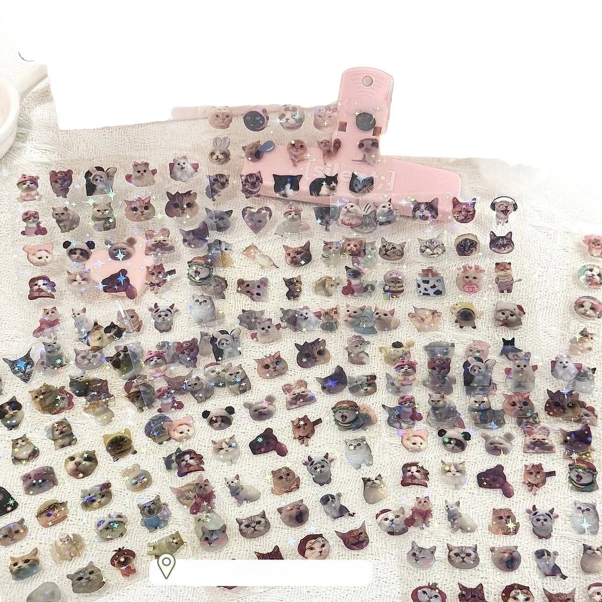 sticker kawaii chatons transparents accessoires divers scrapbooking waterproof mignon ornement decoration scenique