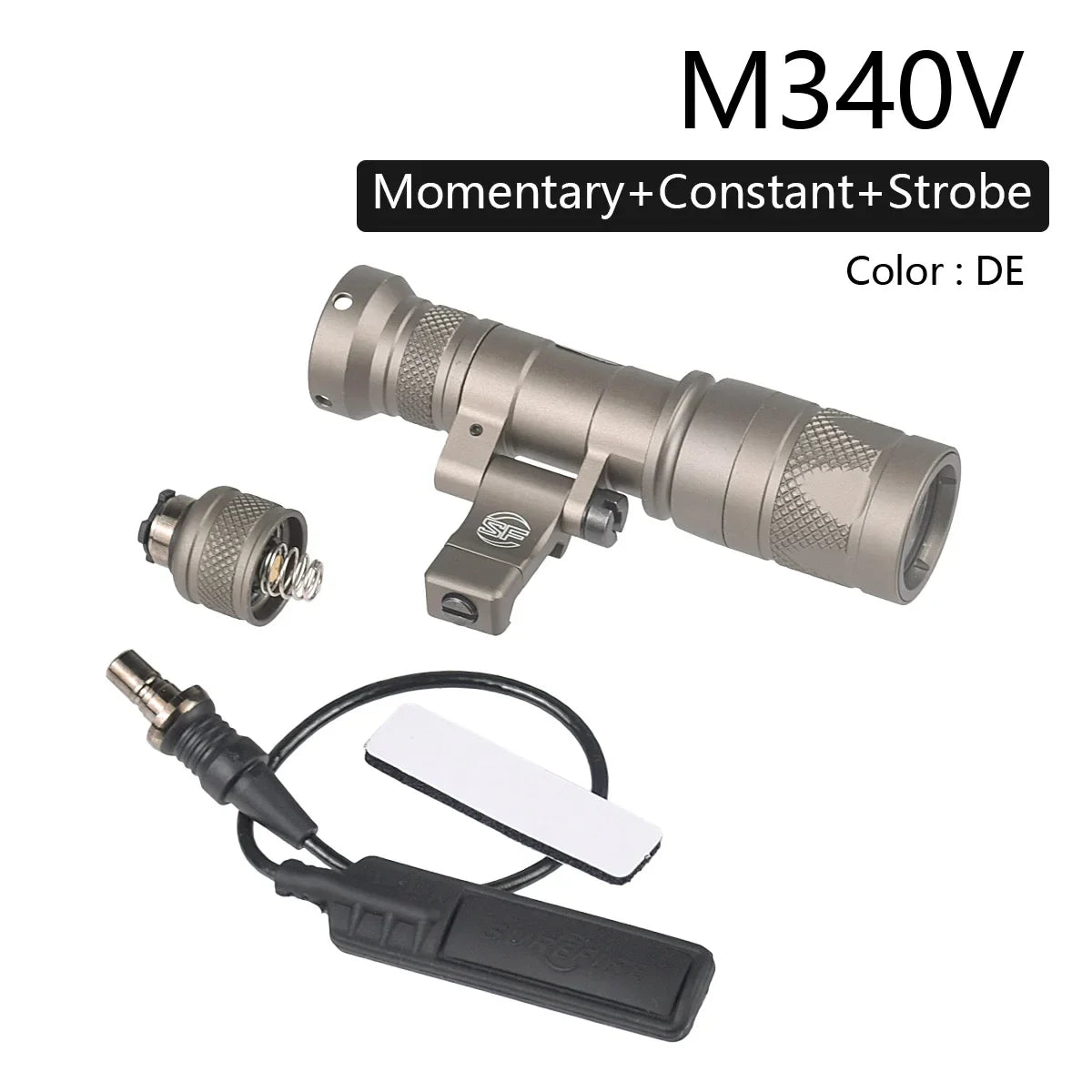 lampe torche tactique led noir texturée clip picatinny rechargeable chasse airsoft moderne