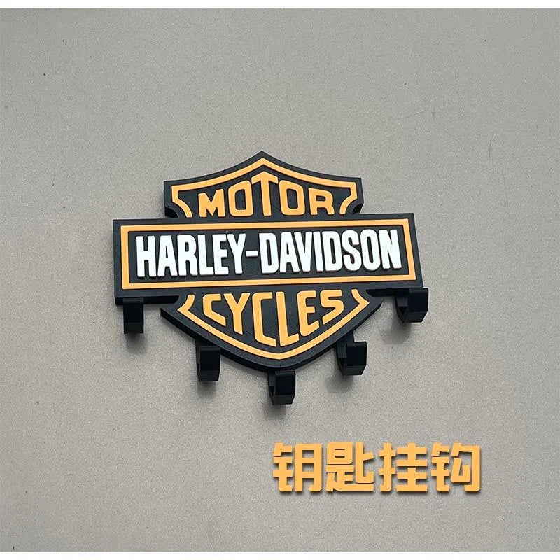 porte clés mural logo harley davidson noir orange classique clés