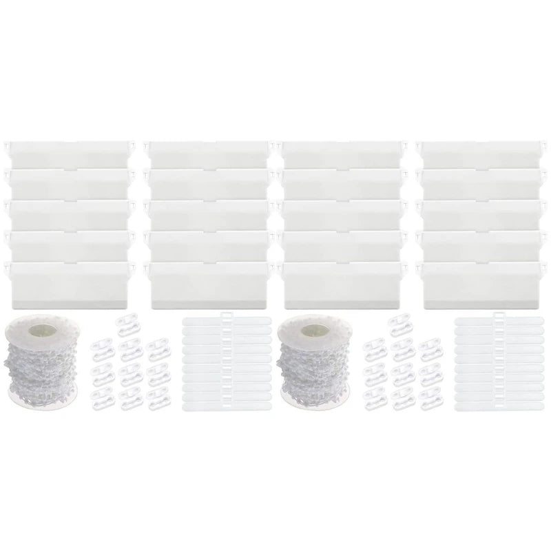 rideau lamelles blanc moderne 10m chaîne clips opaques 20pc set