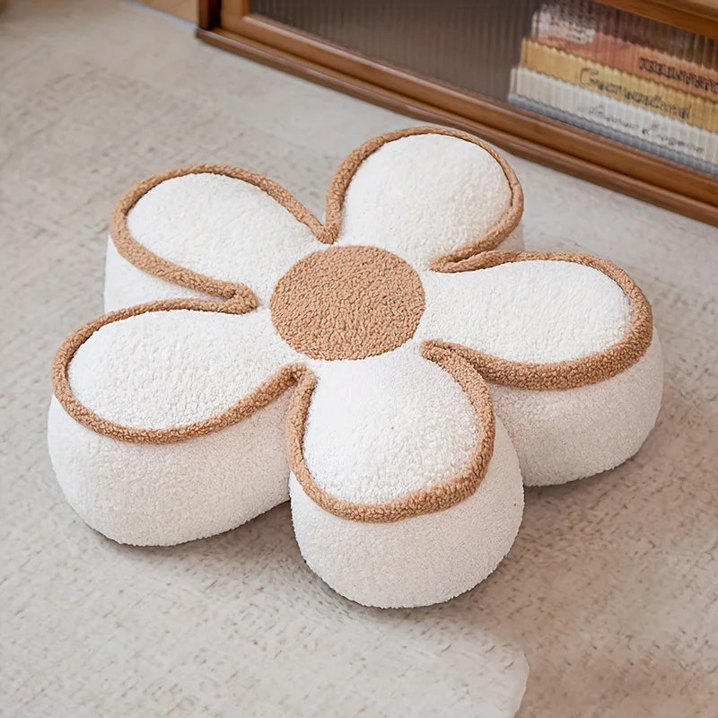 coussin sol fleurs orange rose beige blanc moderne confortable 50cm