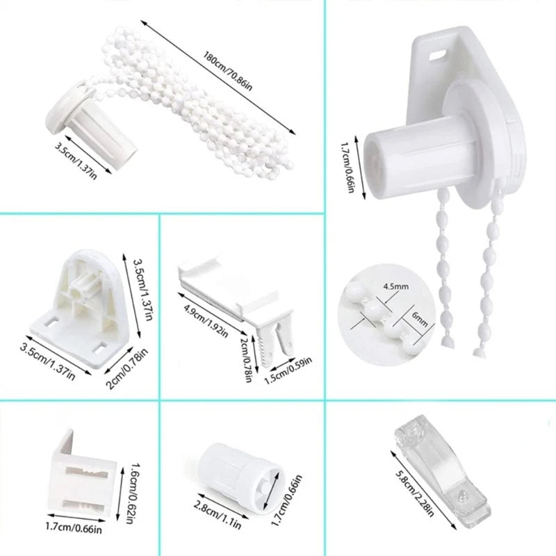 rideau enroulable moderne blanc clips tube chaîne guide rideau fixations