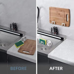 support rangement universel moderne adhésif argenté noir couteaux grattoir ciseaux brosse planche découpe couvercle
