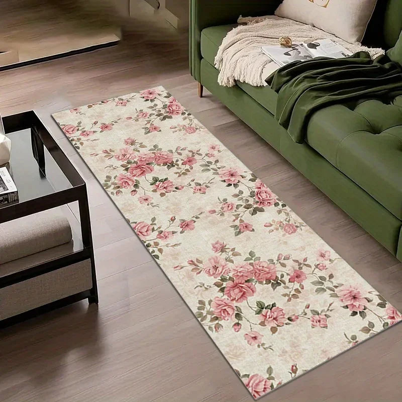 tapis fleurs roses classique romantique salon chambre extérieur salle bain