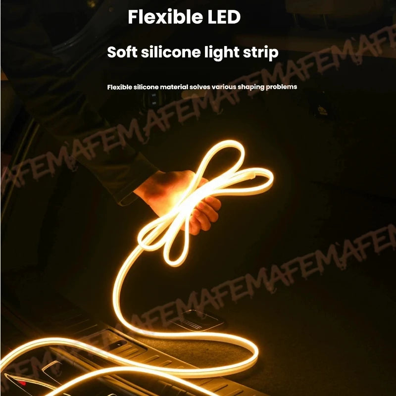 bande lumineuse flexible led or jaune doré adhésive moderne minimaliste echangement voiture