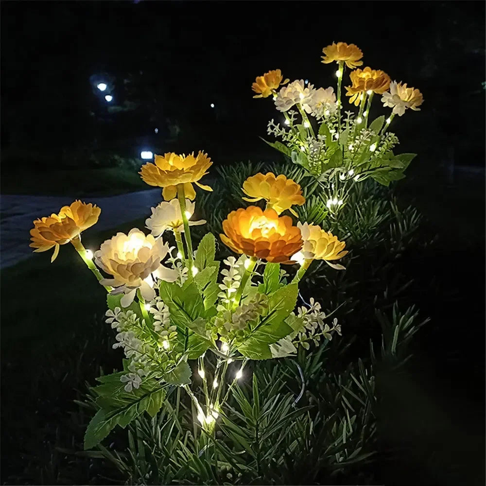 bouquet artificiel lumineux fleurs feuilles vertes moderne rouge orange rose blancextérieur patio jardinDecoration