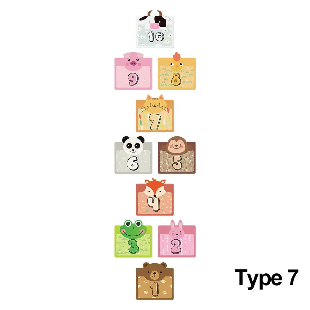 autocollants numéros animaux multicolores adhésifs jeu enfants école décoration maison festive