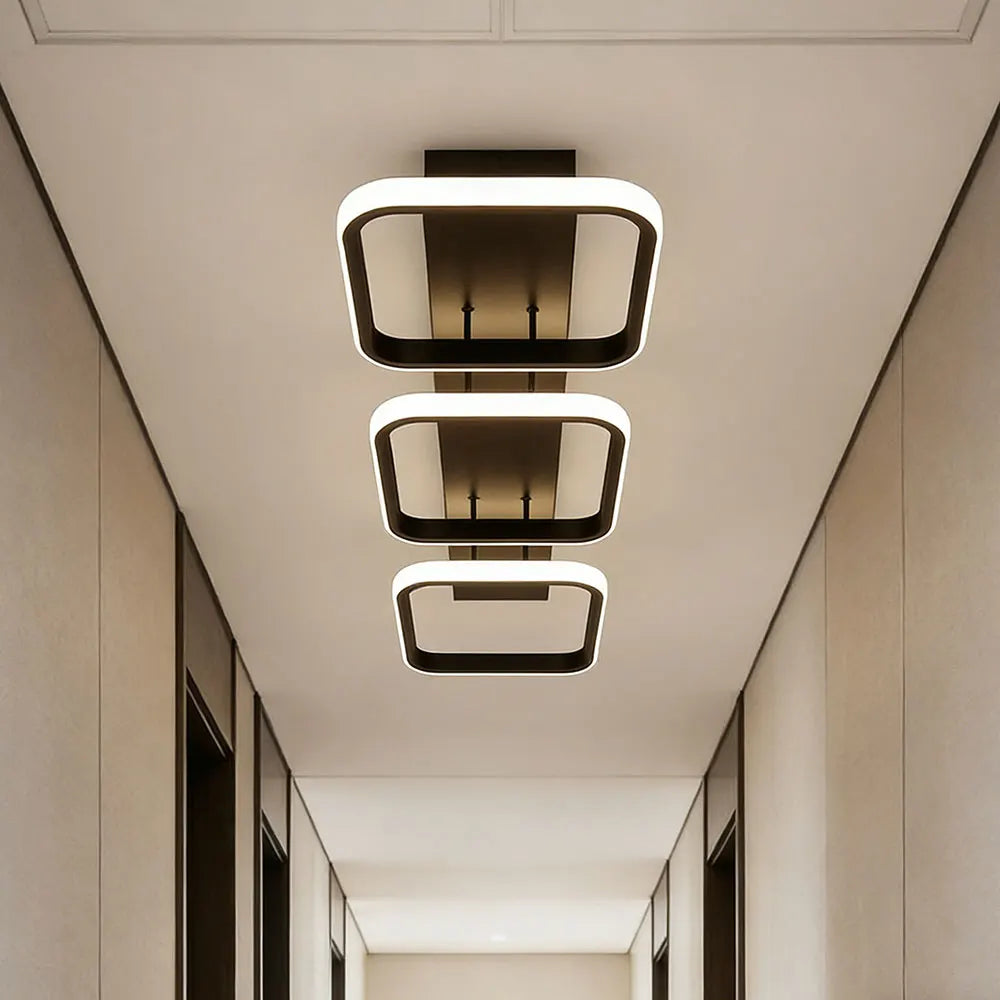 plafonnier led moderne noir rond géométrique acier poli minimalisteintérieur chambre salon