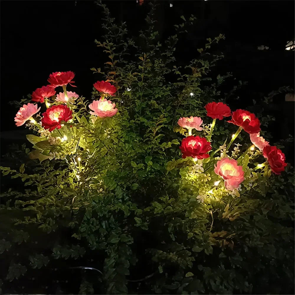 bouquet artificiel lumineux fleurs feuilles vertes moderne rouge orange rose blancextérieur patio jardinDecoration