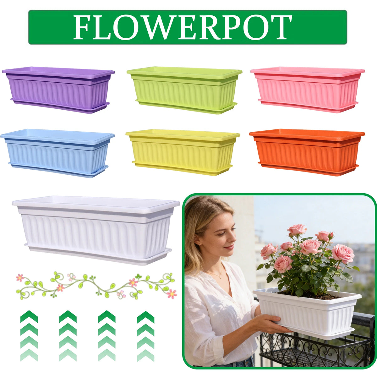 pots fleurs couleur violet vert rose bleu orange blanc rayures modernes balcon patio