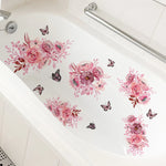 sticker mural adhésif amovible fleurs aquarelle romantique floral féminin rose fuchsia blanc noir pivoine
