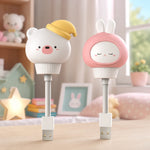 lampe chevet led animaux mignons blanc jaune rose cartoon rechargeable nuit chambre