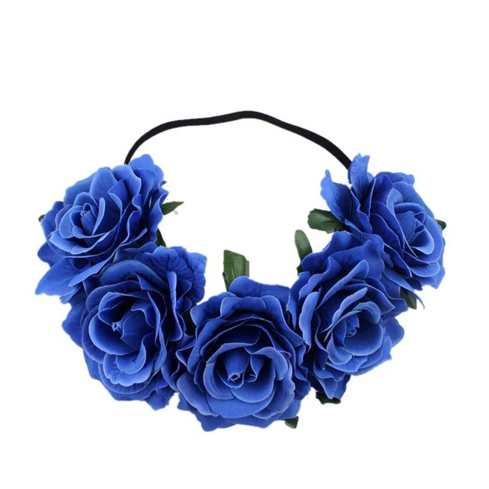 couronne fleurs artificielles bohème multicolore élastiquée femmes fêtes