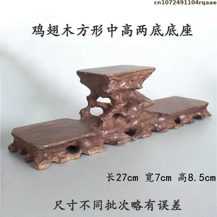 support table bois sculpté artisanal marron foncé miniatures collections décoration